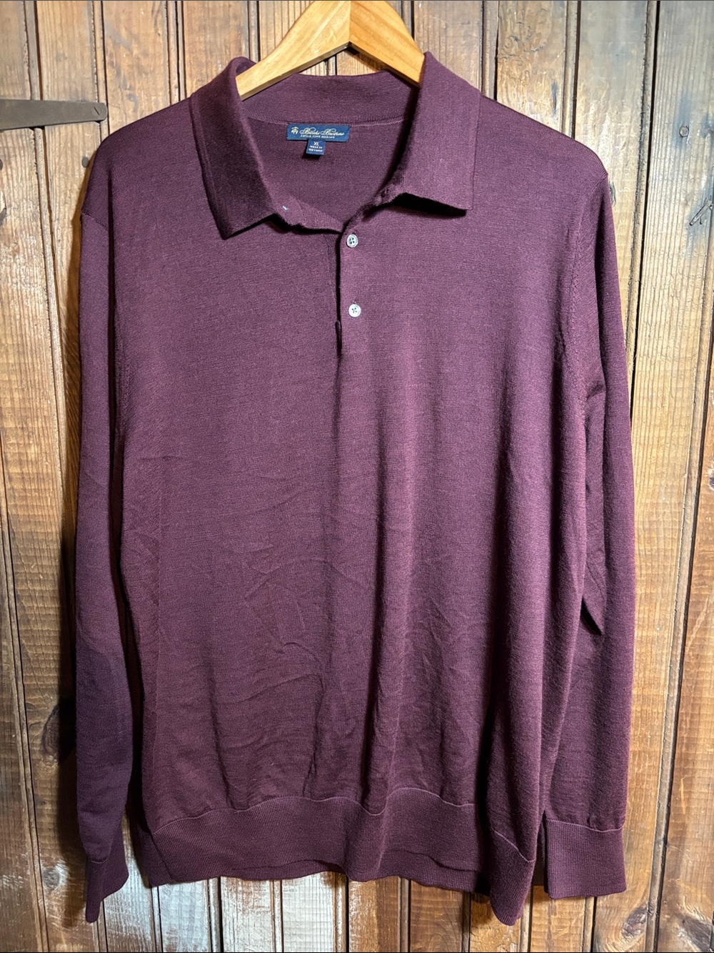 Brooks Brothers Men's Long-Sleeve Polo in Burgundy